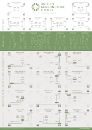 The Dance of the Channels wall chart: six diagrams of channel systems, a band of mirror and image drawings, and twelve channel diagrams